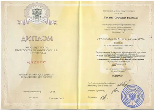 Internship diploma, 2015